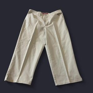 Gloria Vanderbilt Womens Pintucked Light Khaki Capris High Waist Size 14